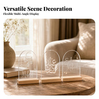 3 Pieces Eid Mubarak Acrylic Standee Tabletop Display Arch-Shaped Acrylic Plaque