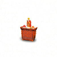 1/64 Scale Shrine Model with Figurine Retro Chinese-Style Miniature Altar Cabinet Ornate Dollhouse Shrine Carved for Collectors, Hobby Builders, Desk Decor
