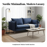 Nordic aesthetic Curved 3-Person Settee Modern visual Living Room Couch Minimalist Design Sofa Soft Upholstery for Homeowners, Apartment Dwellers, Young Adults, Lounge Area, perusing alcove, Bedroom, Office