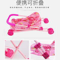 Girl Doll Stroller Iron Tube Walker Pretend Play Folding Pet Stroller Little Girl Toy Car Wholesale