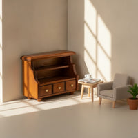 Walnut Dollhouse Display Cabinet Vintage Miniature Display Cabinet Wood Miniature Cupboard with Drawers Classic for Collectors