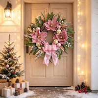 Pink Christmas Wreath Door Hanging Decoration