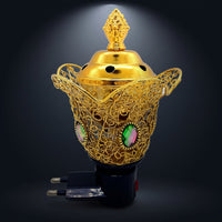 Electric Scent Warmer Electrically-Powered Scent Warmer with Handles Gold-Finished for Home Fragrance, Tea-Serving Areas