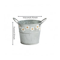 Floral-patternedPatterned Metal Planter Multi-Purpose Distressed Galvanized Planter Vintage Metal Flower Pot Indoor and Outdoor