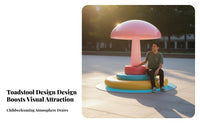 Fungi-inspiredShaped Bench Playful Design Landscape Sculpture Weather-Resistant Themed Seating for Children, Families, Green Space, Schoolyard
