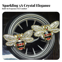 Sparkling Rhinestones Glittering Bee Air Vent Clip Easy Installation Jeweled Creature Car Air Clean Ener Clean Scent for Women, Drivers