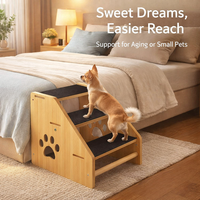 Dog Steps for Small with Three Tier Wooden Design, Pet for Bed and Sofa with Sloped Climb Angle, Pet for Home Furniture