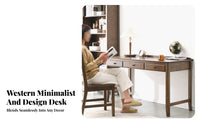 USA-inspired & design Writing Desk with Drawer Minimalist Design Computer Desk with Drawers Sturdy frame Office Furniture adaptable for Home Workers, Students, Professionals, Bedroom
