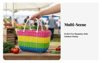Pfinalic Woven Tote adaptable Handled Tote container Sturdy for Bathroom, Homemakers