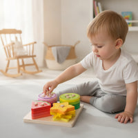 Sorting and Stacking Toy with Pegs Fine Motor Wooden Toy with Peg Columns Early-Learning Color Sorting and Stacking Game for Preschoolers, Classrooms