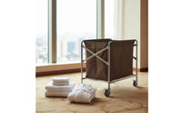 Removable Bag Collapsible Linen Trolley Large Capacity Foldable Laundry Cart Heavy Duty Rolling Laundry Hamper Silent Wheels for Housekeepers, Janitors, Hotel, Commercial, Hospital, Laundromat