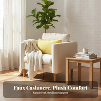 Wood Frame Accent Chair Japanese aesthetic Upholstered Side Chair Thick Foam pad Easy Assembly for Book Lovers, Living Room