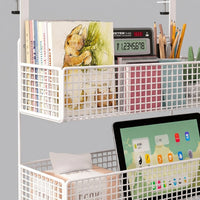 Office Desk Hanging Basket with Adjustable Iron Frame for Storage, Shelf Organizer with Hooks for Home Workers, No Drill Installation