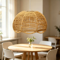 Handwoven Paper Rope Lampshade Natural Woven Lampshade Beige Boho Woven Lamp Shade Cozy for Dining Room, Cafes