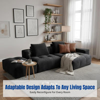 Modern Linen Sofa, Minimalist Italian Sectional, Black, Living Room Corner Couch