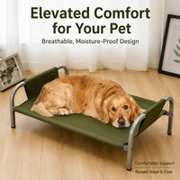 Sturdy Duty Raised Dog Bed, Outdoor Dog Bed with Steel Frame, Washable Oxford Cloth Cover, 20cm Elevated Pet Bed for Garden