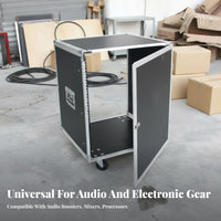 Locking Casters Rolling 19-Inch Equipment Mount Reinforced Corners Mobile Sound System Trolley Heavy-Duty Construction Flight Case Secure Butterfly for KTV Operators, Musicians, Event Technicians, Recording Studios, Live Performance, Stage, Events