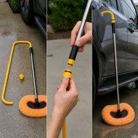 Car Wash Mop with Water Flow and Long Handle, Soft Bristle Brush for Vehicle Cleaning and Gardening