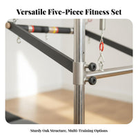 Pilates Luxury Reformer Solid Wood Frame Pilates Reformer with Steel Column Studio Grade Wooden Overhead Rig Table for Fitness Professionals
