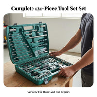 121 Pieces Portable Case 121 Piece Auto Repair Tool Kit Quick Release Car Maintenance Combination Tool Set Non-Slip Grip Long-Lasting for Repairmen, DIY Enthusiasts, Homeowners, Workshop, Garage, Roadside Emergency