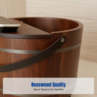 Wooden Foot Bath Barrel, Red Rosewood, Automatic Heating, Insulated, Deep Soaking Tub, Home Foot Spa