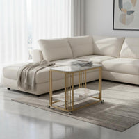 Minimalist design 2-Tier Utility Cart Mobile with casters 2-Tier Rolling C-Table Modern Design Home Furniture Space-Saving for Apartment Dwellers, Homeowners, Office Workers, Living Room, Small Spaces, Bedroom, Balcony