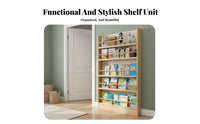 Space-Saving Slim Multi-Tier Book Display exposedShelf Design Tall Narrow Shelving Universal Tier Stable Structure Bookshelf Sturdy for Apartment Dwellers, Homeowners, Behind the Door, Child's Room, Small Areas, Bedroom