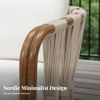 Waterproof Rope Weave Single Sofa Weather-Resistant Rope Weave Armchair Designer Design Outdoor Furniture Sun-Proof for Adults, Homeowners, Business Owners, Balcony, Courtyard, Garden, Poolside