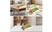 Wooden Tabletop Ball Game with Cue Mini Tabletop Billiards Game Portable Space-Saving for Families