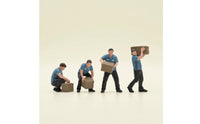 4 Pieces 1/64 Logistics Worker Figurines Tiny Miniature People with Boxes Decorative Miniature People Model for Hobbyists, Warehouse Display