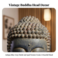 Distressed Finish Buddha Head Statue Serene Design Thai Design Buddha Bust Handmade Zen Decor Statue Spiritual Gift for Meditation Practiti a Rs, Home Decorators, Restaurant, Tea Room, Entrance, Office