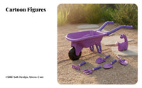 children's Wheelbarrow Toy Set Sturdy Thickened Kids Garden Wagon Tool Set Child Design Beach Excavate Ging Tool Kit for Children, Girls, Backyard