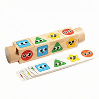 Picture Cards Wooden Rotating Puzzle Smooth Wood Matching Block Toy Fine Motor Skills Cartoon Face Puzzle Logical Thinking