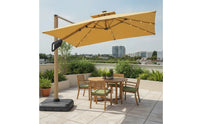 Cantilever Umbrella with Wheeled Water-Filled Foundation-Filled Square Cantilever Umbrella Tiltable for Homeowners, Garden, Terrace, Balcony