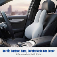 Car Neck Pillow, Memory Foam Lumbar Support, Breathable Ice Silk, Ergonomic Headrest, Cartoon Hare