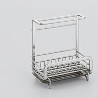 Sink Organizer for Kitchen with Punch Wall Mounted Design, 201 Stainless Rack & Dish Drying Countertop drain Tray for Tidy Organization