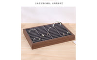 Rectangular Compartmented Jewelry Tray Brown Wood-Grain Wooden Jewelry Tray Felt-Like Accessory Storage Easy to Organize