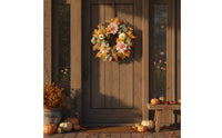 Artificial Wreath with Dahlias Realistic Fall Wreath with Pumpkins for Entryway