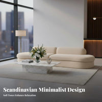 Rounded Minimalist Sofa Soft Texture Rounded Boucle Sofa High-Resilience Foam Seat Padding Room Seating for Interior Designers, Beauty Salon, Lounge