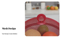 Multi-Purpose Mesh Fruit Basket with Lid Easy to Clean Food Cover Basket Stylish Design Metal Mesh Fruit Holder for Dining Table, Picnic, Outdoor