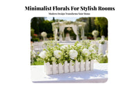 Wooden Planter Flower Decor Realistic Look No Watering Needed Faux Rose Centerpiece Wooden Picket Planter Decor for Tabletop Display