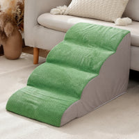 Sloped Four-Step Pet Stair Cushioned Pet Stairs with Ramp Washable Dog Steps Removable for Dogs, Senior Pets, Cats, Sofa, Bed