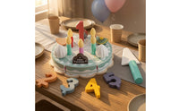 Wooden Cake Toy Smooth Painted Finish Wooden Pretend Cake Printed Decorative Details for Children