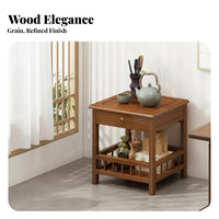Chinese Design Multi-Tier Tea Shelf Flat Top Surface Multi-Tier Shelving Unit Sturdy Build Side Table Stable Frame for Homeowners, Office Workers, Students, Living Room, Study, Bedroom, Kitchen