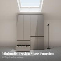 Hinged Door Closet Sturdy Construction Modern Wardrobe Strong Load-Bearing Clothes Storage Cabinet for Homeowners, Families, Cloakroom, Dressing Room