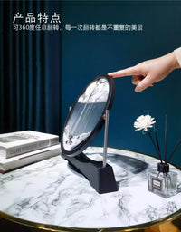 旋转流沙画摆件客厅电视柜酒柜轻奢高档高级家居装饰品办公室礼品 12寸圆翻转绿色+调节器+精美礼盒