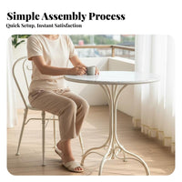 Multi-Purpose White Pedestal End Table Sturdy Construction Round Pedestal Table Stable Base Household Furniture Classic Charm for Cafe Owners, Interior Decorators, Apartment Dwellers, Balcony, Living Room, Entryway, Bedroom