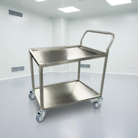 Anti-Static Laboratory Instrument Trolley High Load Capacity 2-Tier Stainless Steel Trolley Quiet Casters Heavy Duty Tool Trolley Long-Lasting for Workshop, Warehouse, Kitchen