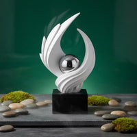 Modern Art Statue with Crystal Sphere Good Fortune Symbol Resin Art Figurine Modern Whorl Sculpture Soft Luxury Visual