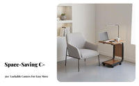 With casters C-Shaped Rolling Table Space-Saving Rolling C-Shaped Table Minimalist Design Household Furniture Multi-Functional for Home Office Workers, Apartment Dwellers, Homeowners, Living Room, Bedroom, Small areas